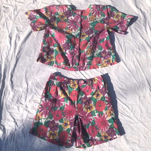 90's 2 piece short set floral bohemian - Picture 2 of 6